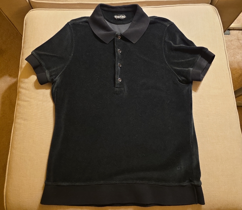 Tom Ford Short Sleeve Cotton and Modal Blend Velour Polo
